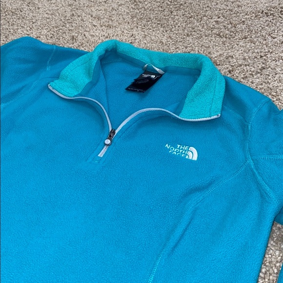 The North Face teal 1/4 zip fleece pullover - Picture 3 of 7